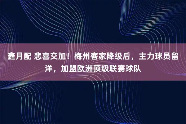 鑫月配 悲喜交加！梅州客家降级后，主力球员留洋，加盟欧洲顶级联赛球队